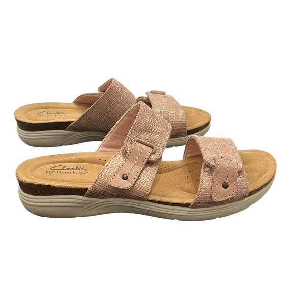 Clarks Pink Double Strap Slide Sandals, Size 7.5 W - Picture 6 of 10